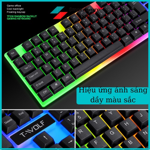 Bộ Bàn Phím Gaming có dây Kèm Chuột Máy Tính Con Báo Có LED 7 Màu Ấn Tượng, Chống Nước Chơi Game Máy Tính