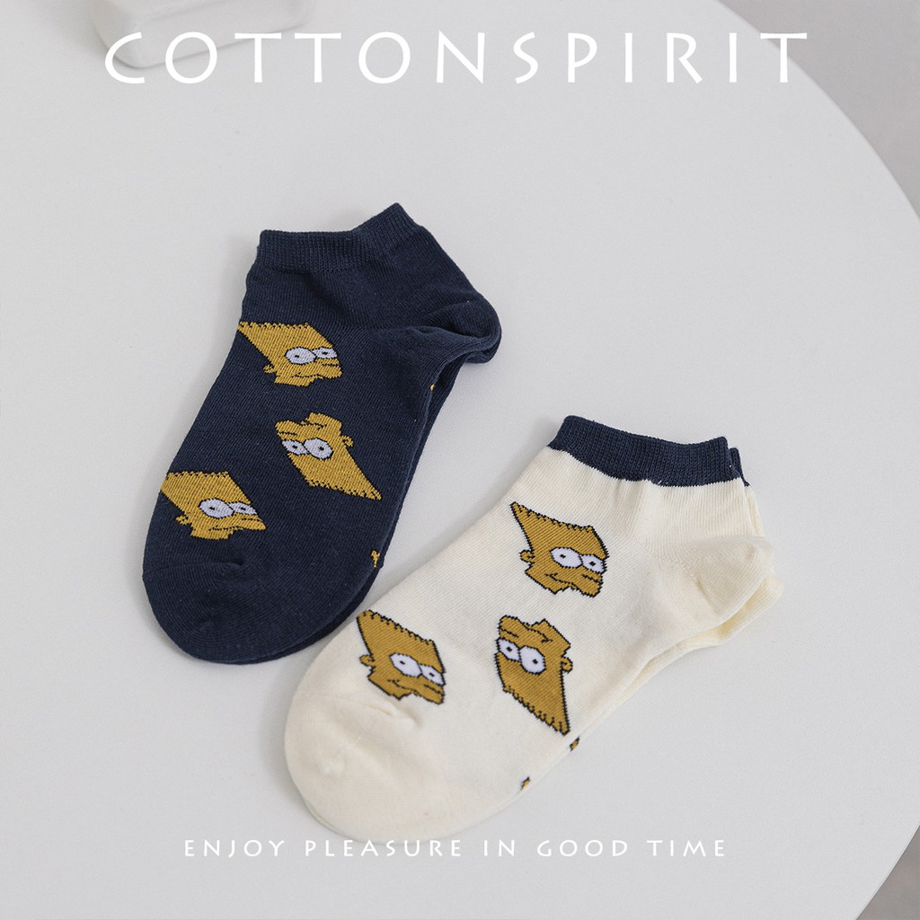 Tất cổ thấp In hình Hoạt hình Simpson Dễ thương Cao cấp Nhật Bản Vớ Cổ ngắn Nam nữ Unisex Họa tiết Cotton