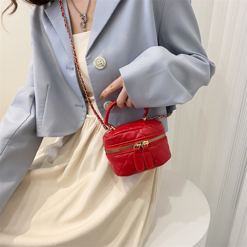 Túi Đeo Chéo mini Thêu Họa Tiết Kẻ Ô Dây Xích Mẫu Mới Thời Trang Mùa Xuân 2022 Cho Nữ