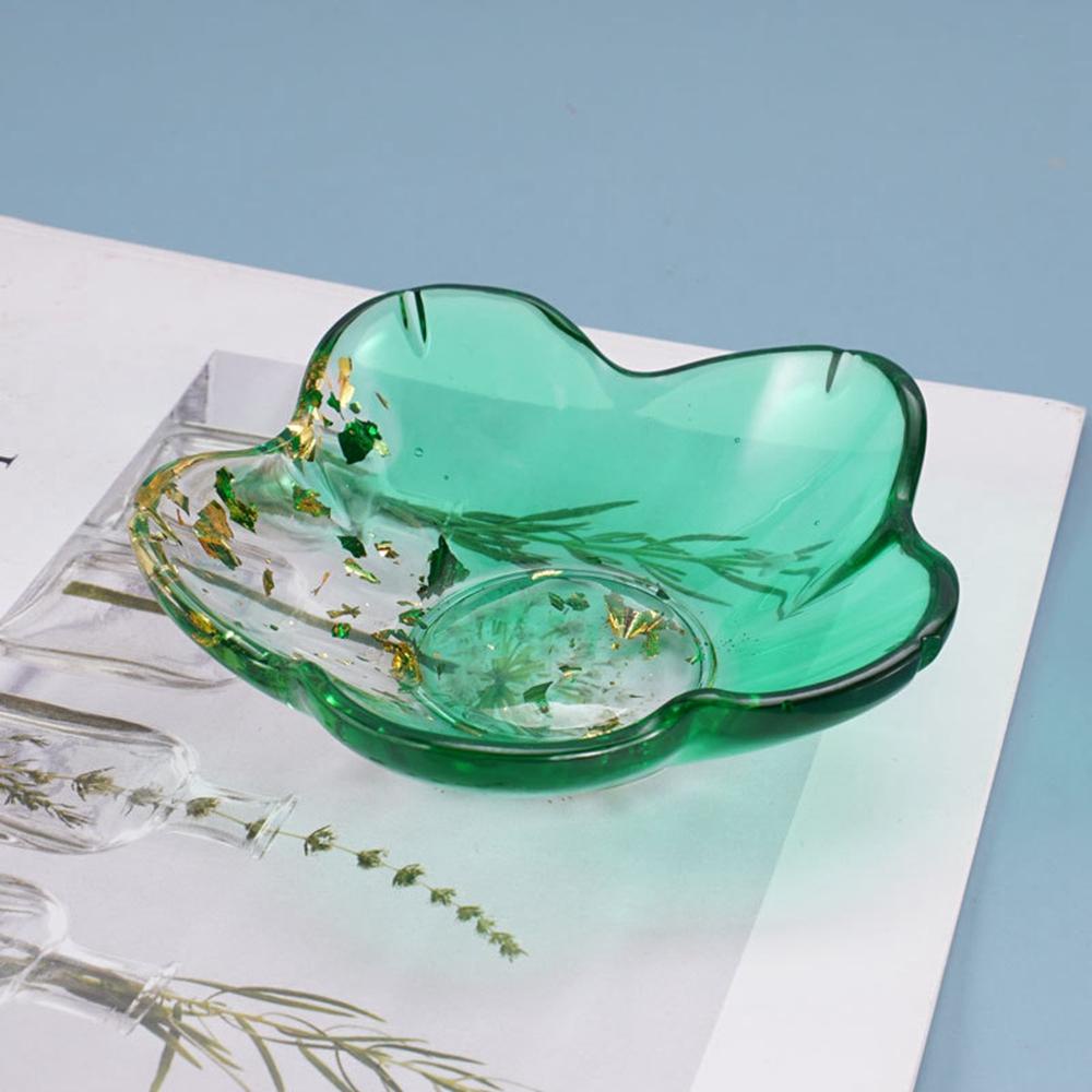 YIYU Khuôn Làm Giá Đỡ Đĩa Trang Sức Bằng Nhựa Epoxy Hình Cánh Hoa Độc Đáo DIY