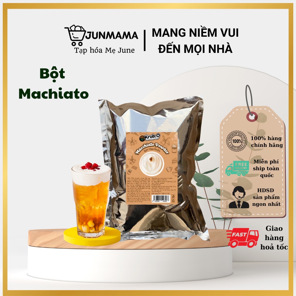 Bột Macchiato Krub.O - Gói 1kg, trà sữa macchiato, kem mặn, kem béo, nguyên liệu trà sữa