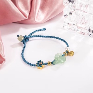 Vòng tay đá ngọc charm hoa sen
