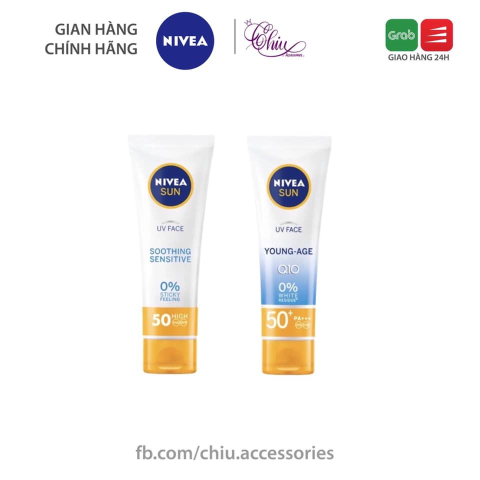 Kem chống nắng Nivea Sun UV Face Soothing Sensitive / Young Age SPF50 50 ml