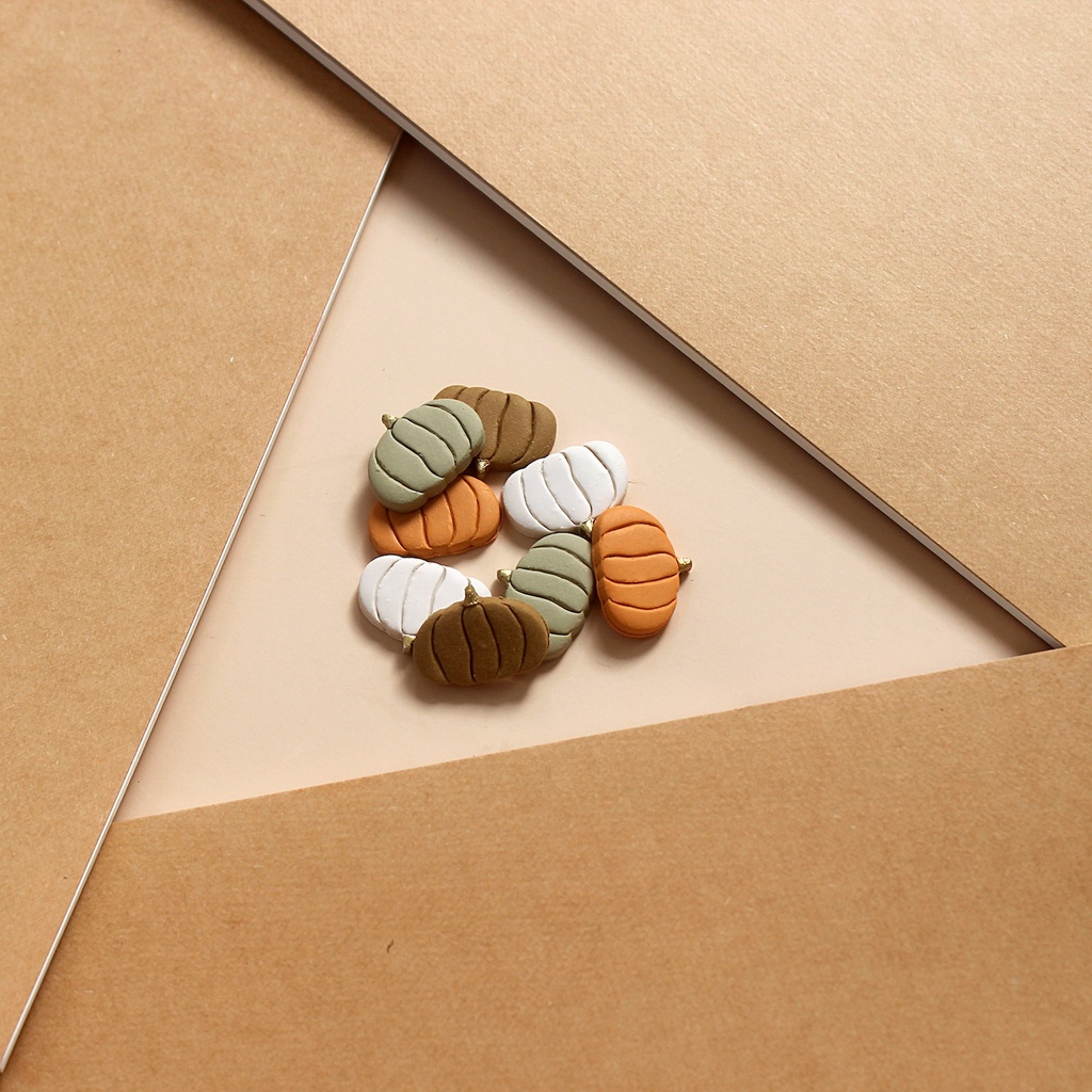 Bông tai hoạ tiết Bí đỏ - Pumpkin Spice | Trang sức hoa tai thủ công đất sét polymer clay | LAM Jewelry