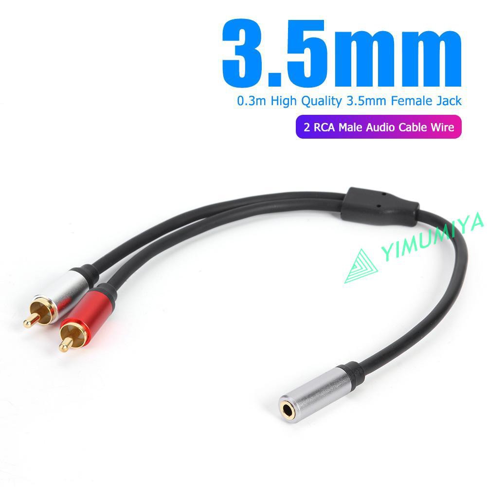 Cáp Chuyển Đổi Âm Thanh Chữ Y Từ Đầu Cái 3.5mm Sang 2 Rca Dài 0.3m