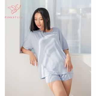 Bộ đồ ngủ thun tay ngắn quần ngắn Pink Stull xanh đương