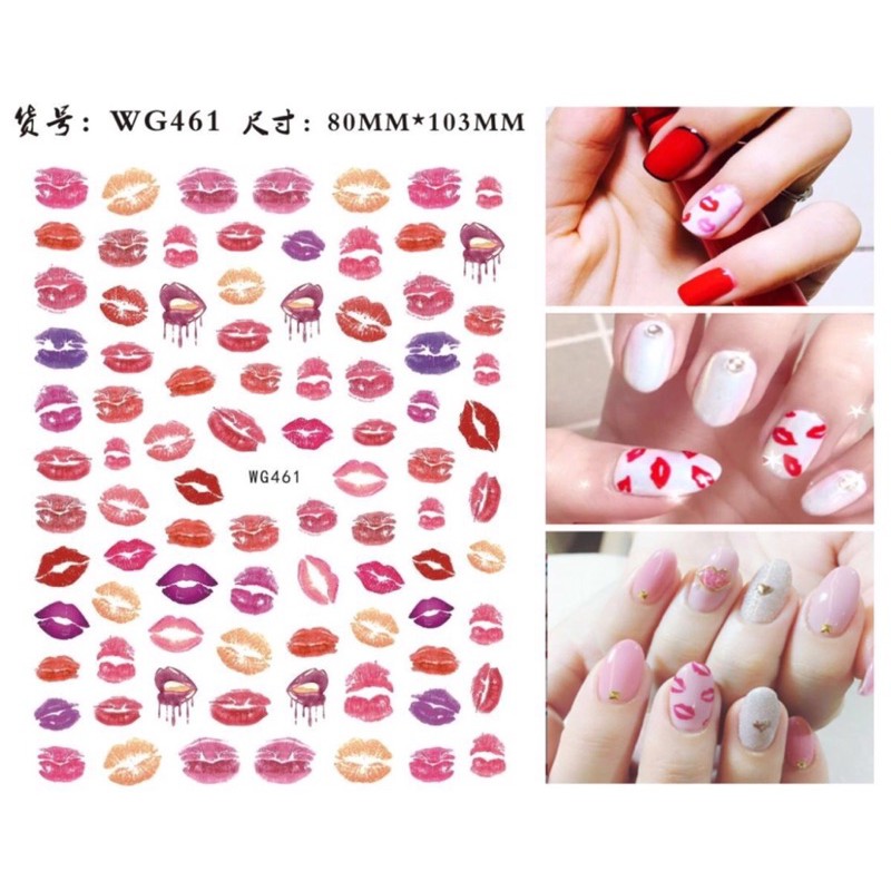 sticker hình môi dán móng tay nail mẫu mới