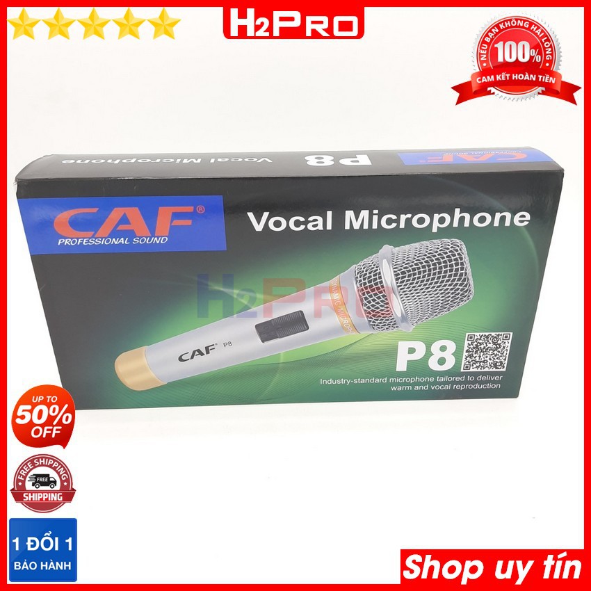 Micro karaoke có dây cao cấp CAF P8 H2Pro Chính hãng hát hay chống hú không bị tạp âm, micro karaoke cao cấp dây dài 10m