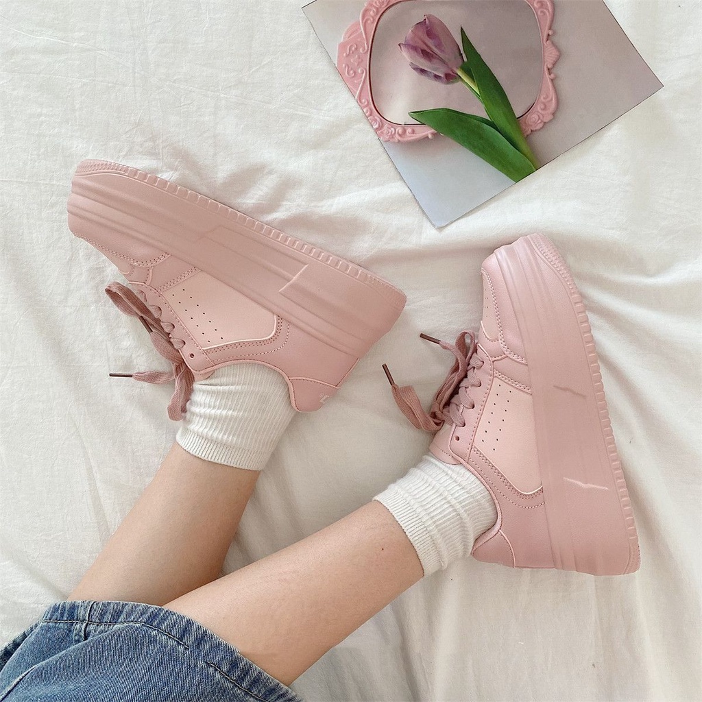 Giày Thể Thao Da Độn Đế Tăng Chiều Cao Thời Trang Mùa Hè