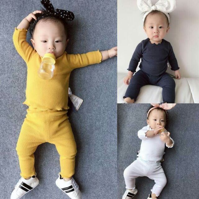 Combo 5 bộ coton len cho bé trai bé gái