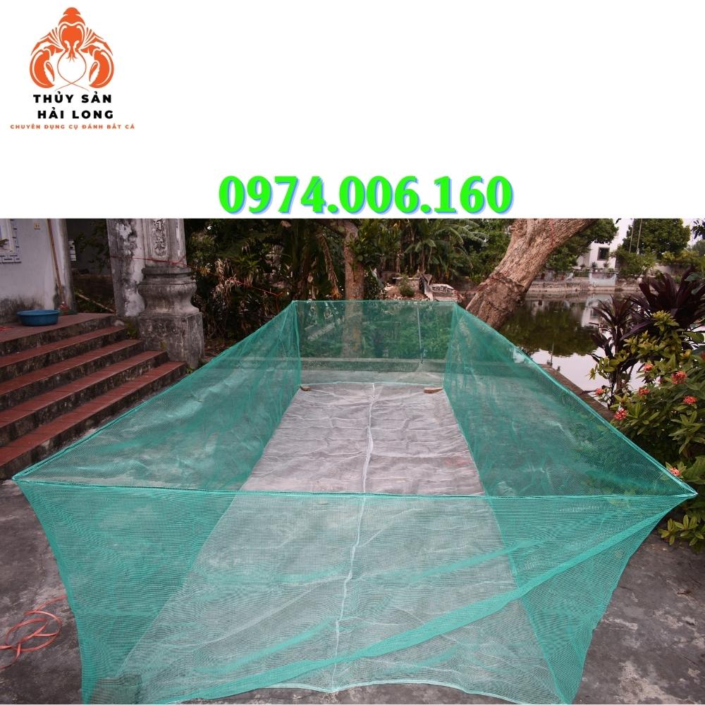 Tráng - vèo lưới nuôi cá, ếch, lươn, ốc...  không nắp đậy sợi cước xanh ô mắt 4mm không xô dạt mắt lưới