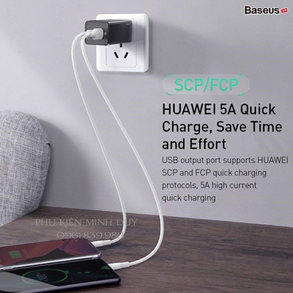 (Có GaN2 Pro) Củ sạc nhanh Baseus GaN 65W USB QC 4.0 3.0 AFC SCP USB PD cho Smartphone/ Tablet/ Ipad/ Macbook/ Laptop