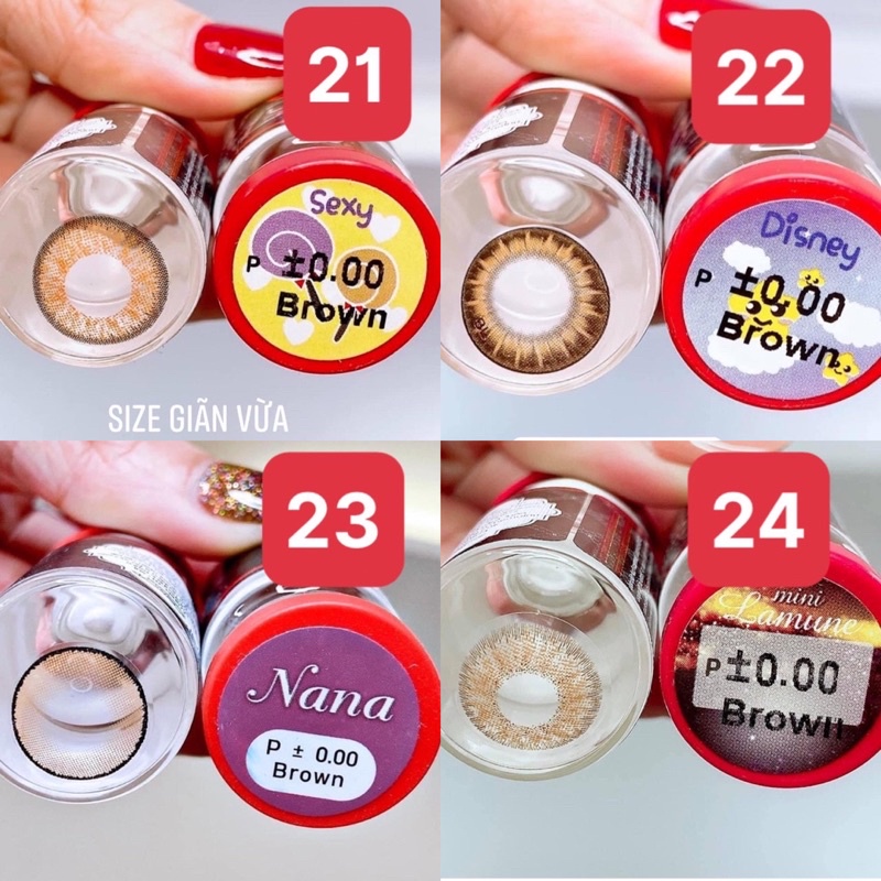 Các mẫu lens Nâu_Brown Hot size giãn vừa -Kính giãn tròng nâu