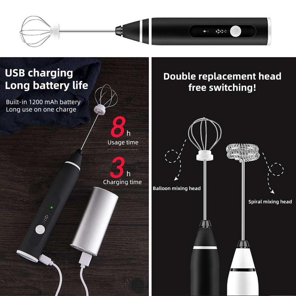 Máy làm cà phê tự động làm lạnh bằng điện Máy đánh trứng Cappuccino Máy làm sữa bằng USB cầm tay máy đánh trứng mini