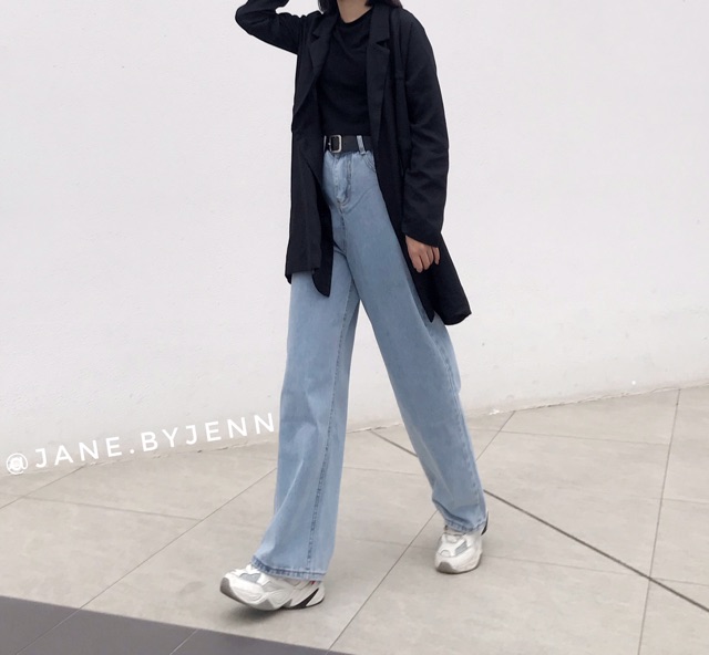 #Q153025 Quần jean ống dài rộng cạp cao retro ( ảnh thật ) | BigBuy360 - bigbuy360.vn