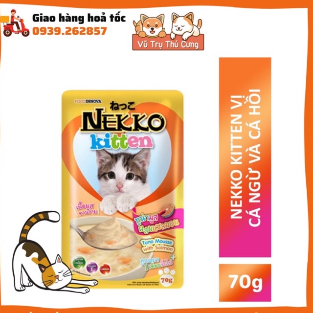 Pate Nekko Kitten dành cho mèo con dưới 6 tháng tuổi (70g) | Pate mèo con dinh dưỡng, Pate cho mèo biếng ăn