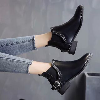 (Hàng order1 5 ngày) boot nữ cổ ngắn dập đinh