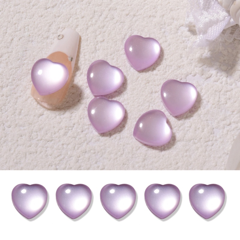 Set 5 Phụ Kiện Trang Trí Móng Tay 3D Hình Trái Tim Đính Đá Lấp Lánh Lưng Phẳng