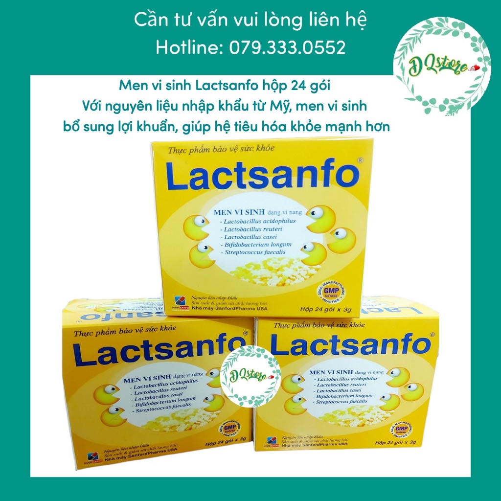 Men lactsanfo - men vi sinh dạng vi nang cho người rối loạn tiêu hóa, chướng bụng, đầy hơi- hộp 24 gói