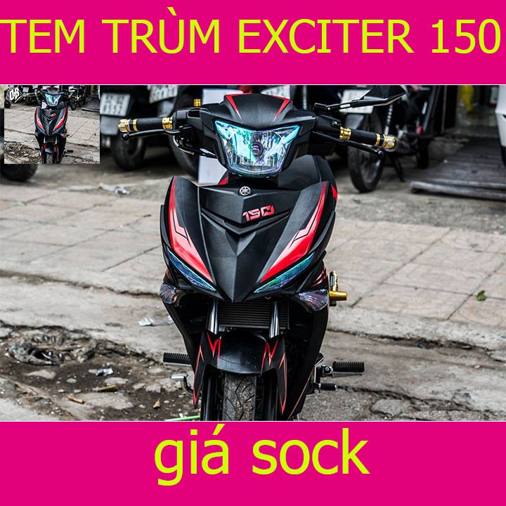 Tem Trùm Xe Exciter 150 Đen Nhám Đỏ