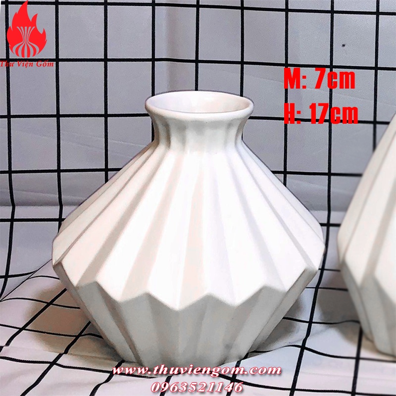 Lọ hoa gốm sứ Lọ hoa trang trí Decor men trắng Pastel Bát Tràng
