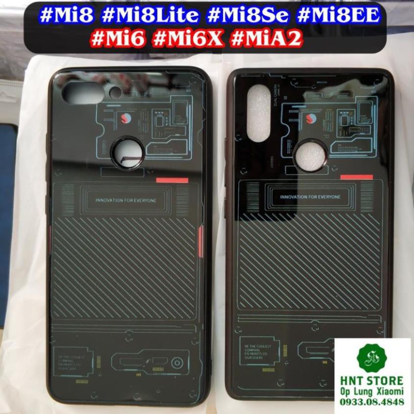 ỐP LƯNG XIAOMI MI 8 - MI 8 SE - MI 8 LITE - MI 8 EE - ỐP KÍNH CHỐNG TRẦY HÌNH LINH KIỆN