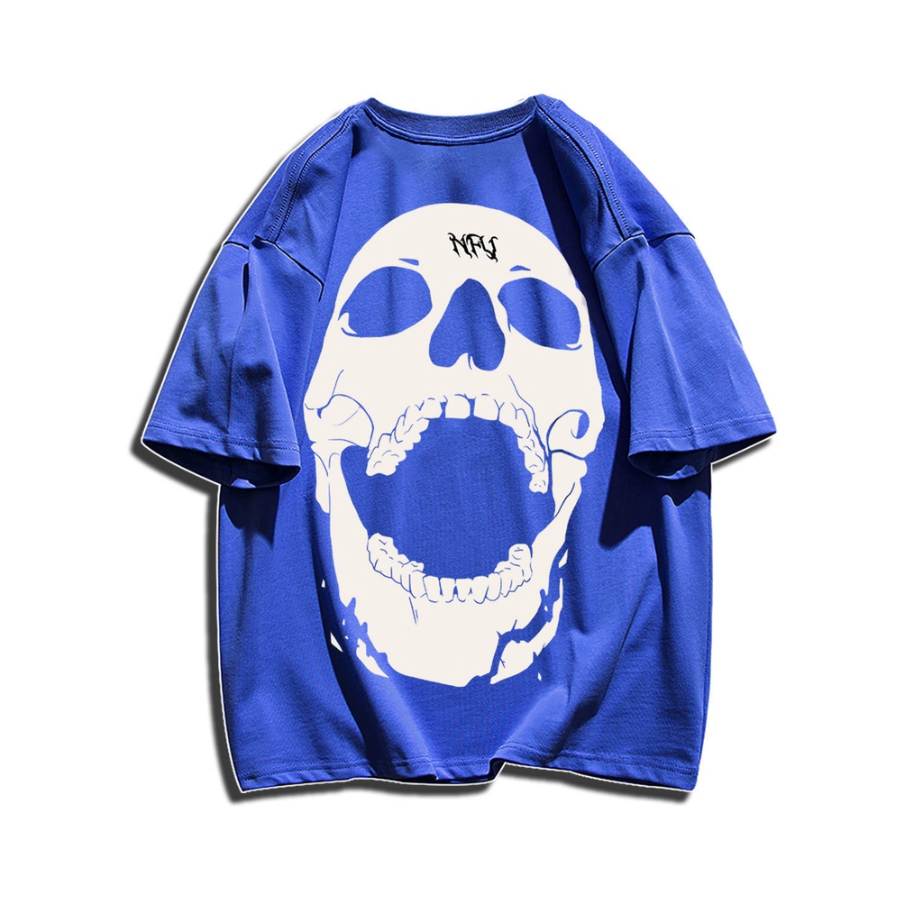 Áo Thun Cotton Tay Ngắn In Hình Đầu Lâu Màu Tối Phong Cách Hip Hop Thời Trang Mùa Hè Mới Cho Nam Và Nữ