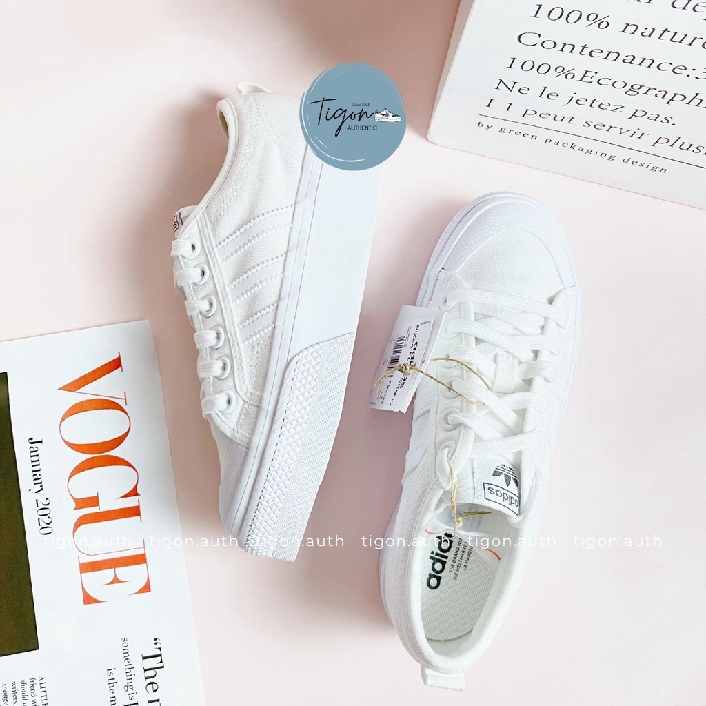 Giày Thể Thao Trắng Adidas Chính Hãng,  Giày Thể Thao Nữ Adida Nizza Platform
