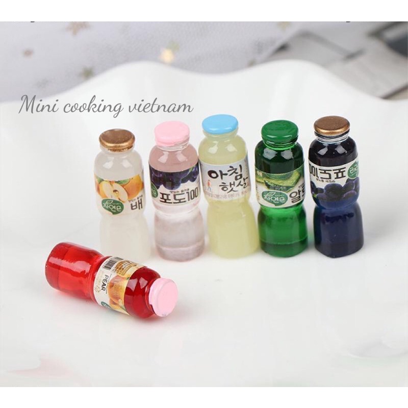 Bộ 5 chai nước trái cây cho mô hình nhà búp bê / Mini cooking vietnam