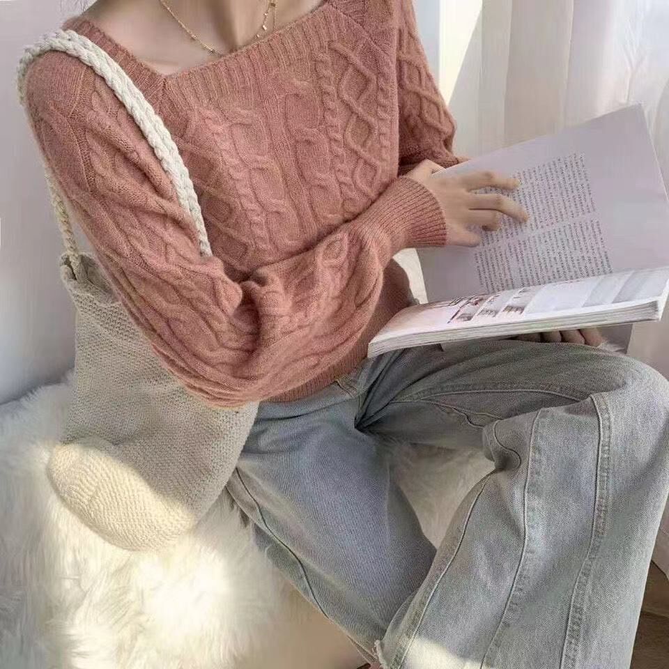 Áo Sweater Cổ Vuông Dày Dặn Phong Cách Hàn Quốc Thời Trang Thu Đông Mới Cho Nữ