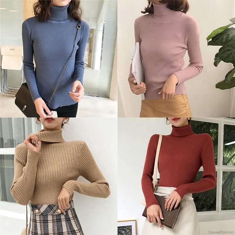 [Baywellfashion]Áo len tay dài cổ cao dành cho nữ | BigBuy360 - bigbuy360.vn