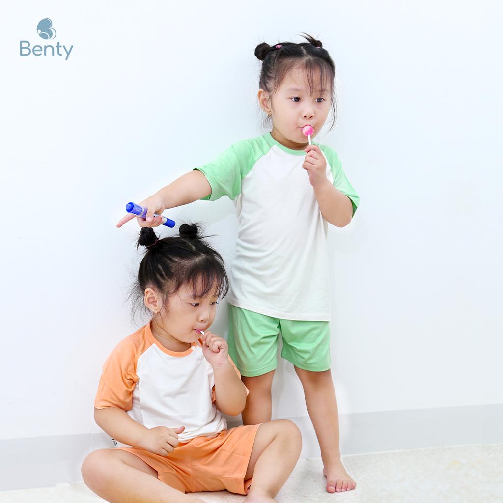 Bộ cộc tay cài chéo BENTY cotton mềm mịn mát, quần áo trẻ em phối màu đẹp cho bé trai, bé gái