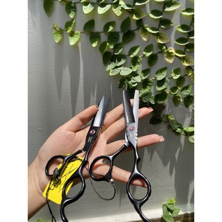 Bộ kéo cắt tóc JASON Nhật Bản cao cấp màu đen [Mua một bộ kéo tặng kèm một bao da]