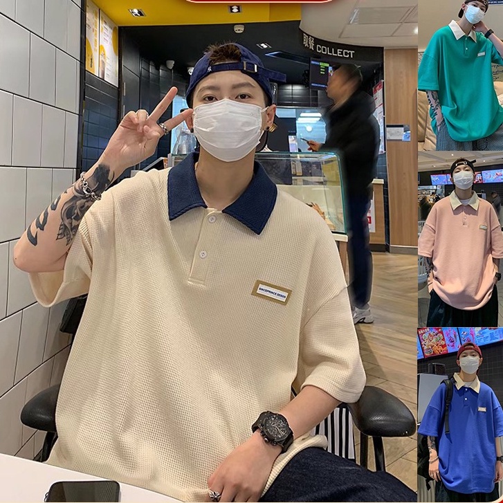 Áo Thun polo Nam Phong Cách Hàn Quốc Thời Trang Cho bigsize áo phông nam áo polo nam bông Simple áo thun unisex áo nam có cổ from rộng Fashion áo phông nam tay lỡ