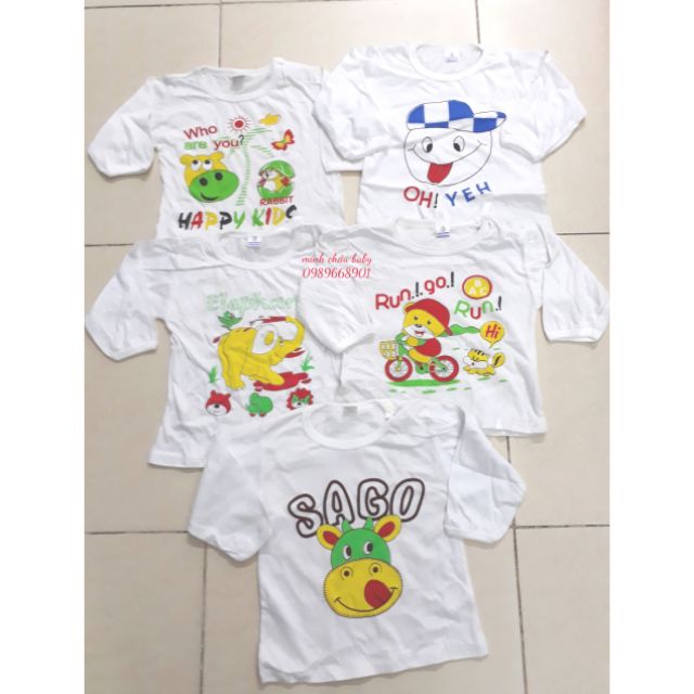 Áo phông dài tay trắng cho bé