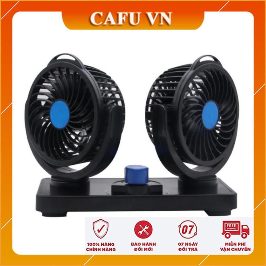 Quạt đôi ô tô quạt đôi mini 360 độ để trong ô tô, để bàn làm việc. - CAFU VN