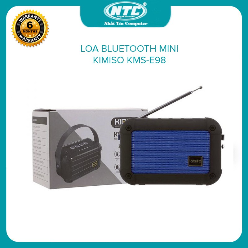 Loa bluetooth mini Kimiso KMS-E98 hỗ trợ nghe USB, khe thẻ nhớ, đài radio FM, cắm dây AUX, thoại rãnh tay, có quai xách