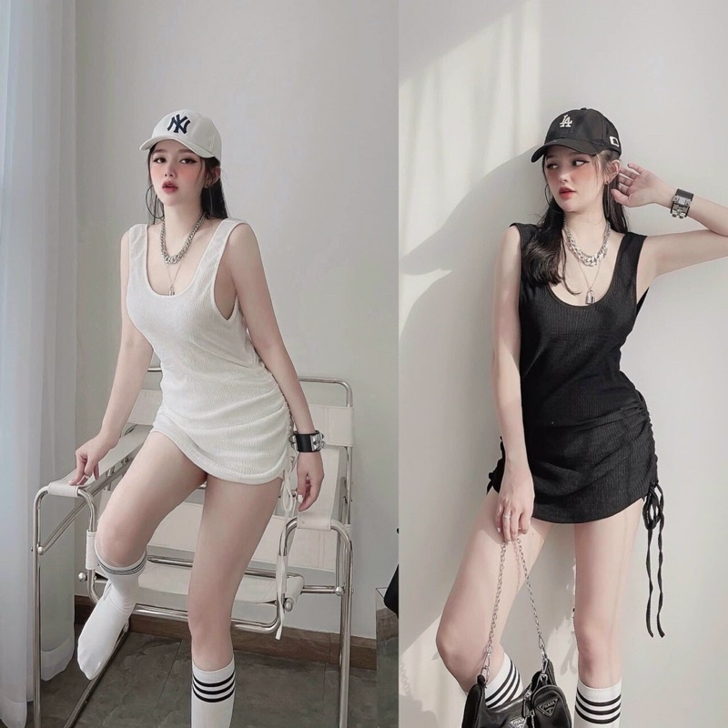 Váy ba lỗ rút dây eo hở lưng