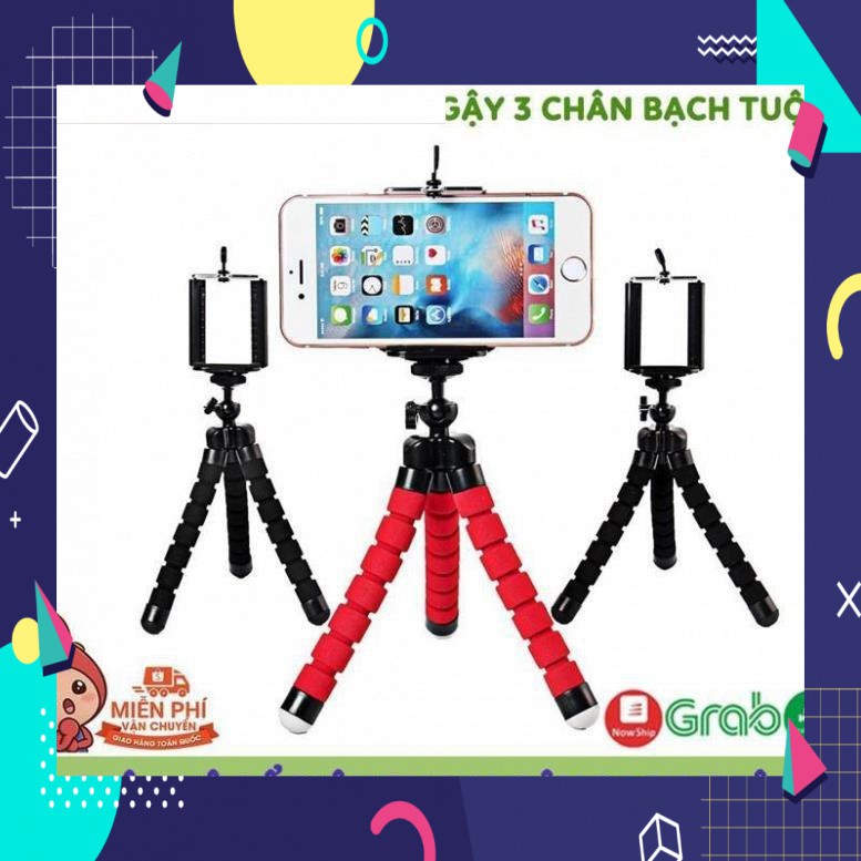 Tripod Bạch Tuộc 3 Chân Để Điện Thoại Để Bàn, Cầm Tay, Tặng Kèm Kẹp Điện Thoại