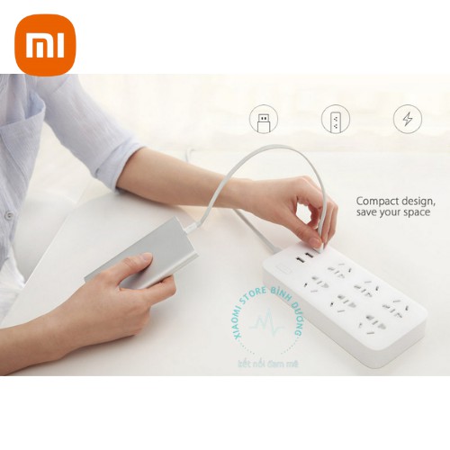 [CHÍNH HÃNG] Xiaomi Mijia Power Strip 6 Socket 3USB Ports 15W 5V 2.1AỔ cắm điện Xiaomi Mi Power Strip