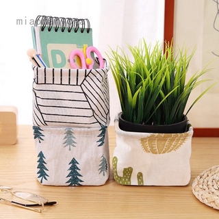 Giỏ đựng đồ bằng vải cotton lanh in họa tiết hoạt hình dễ thương