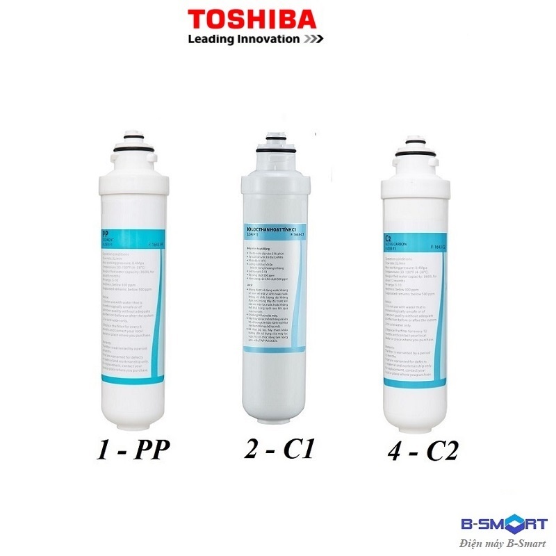 Combo Bộ lỗi lọc PP C1 C2 máy lọc nước nóng lạnh RO Toshiba TWP-W1643SV(W) và RO AQUA AWP-M34RO