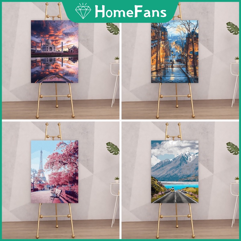 Bộ tranh Canvas 40X50cm tự làm họa tiết phong cảnh nổi tiếng trang trí phòng khách