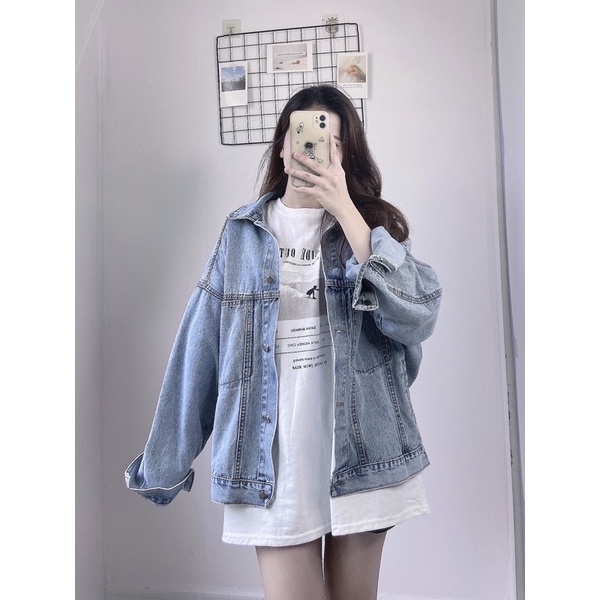 Áo Khoác Jean Nữ Túi Ngực 2 Bên - Freesize (Ảnh shop tự chụp)