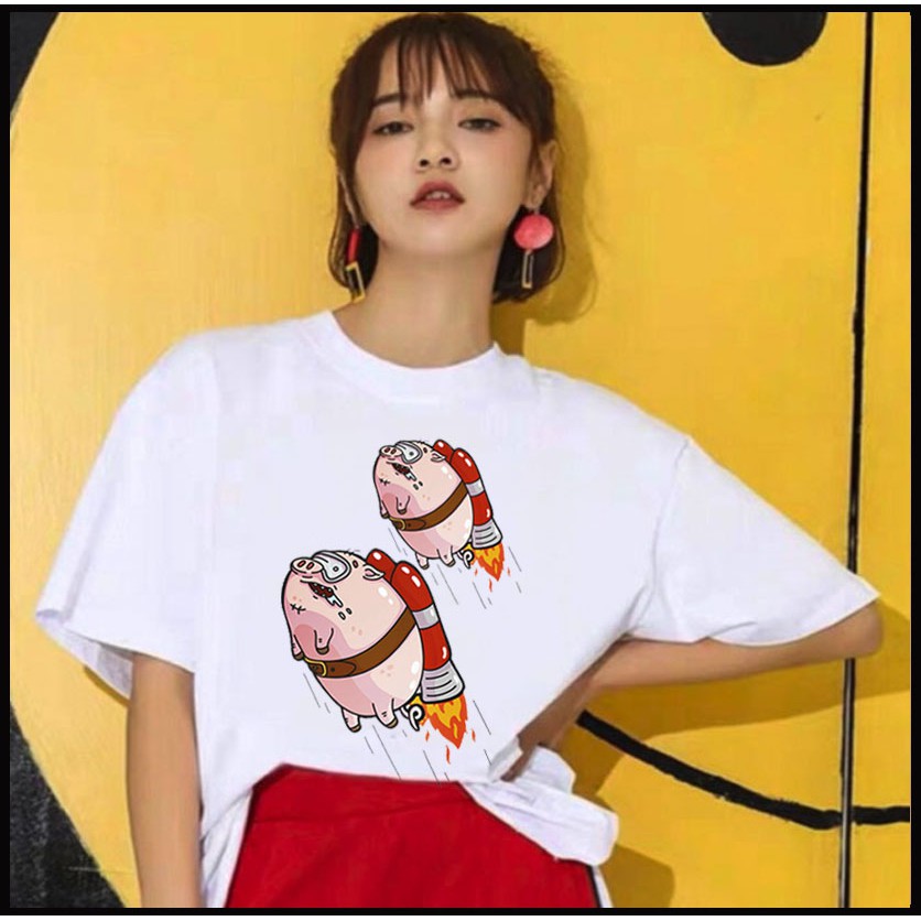 Áo Thun Unisex Vải Cotton Ngắn Tay Hình HEO PUBG Siêu Cute