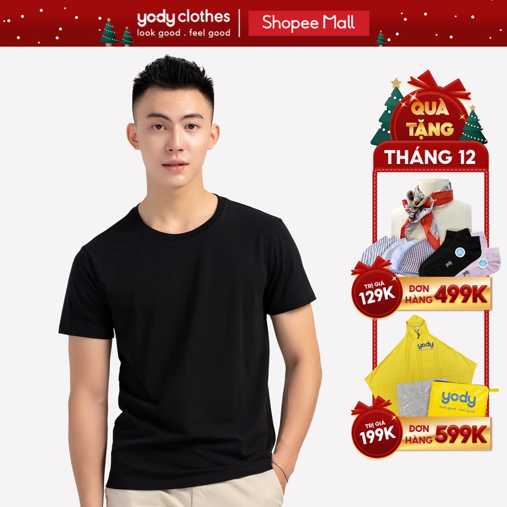 Áo thun nam trơn YODY cổ tròn chất liệu cotton mềm mịn co dãn PPM4253