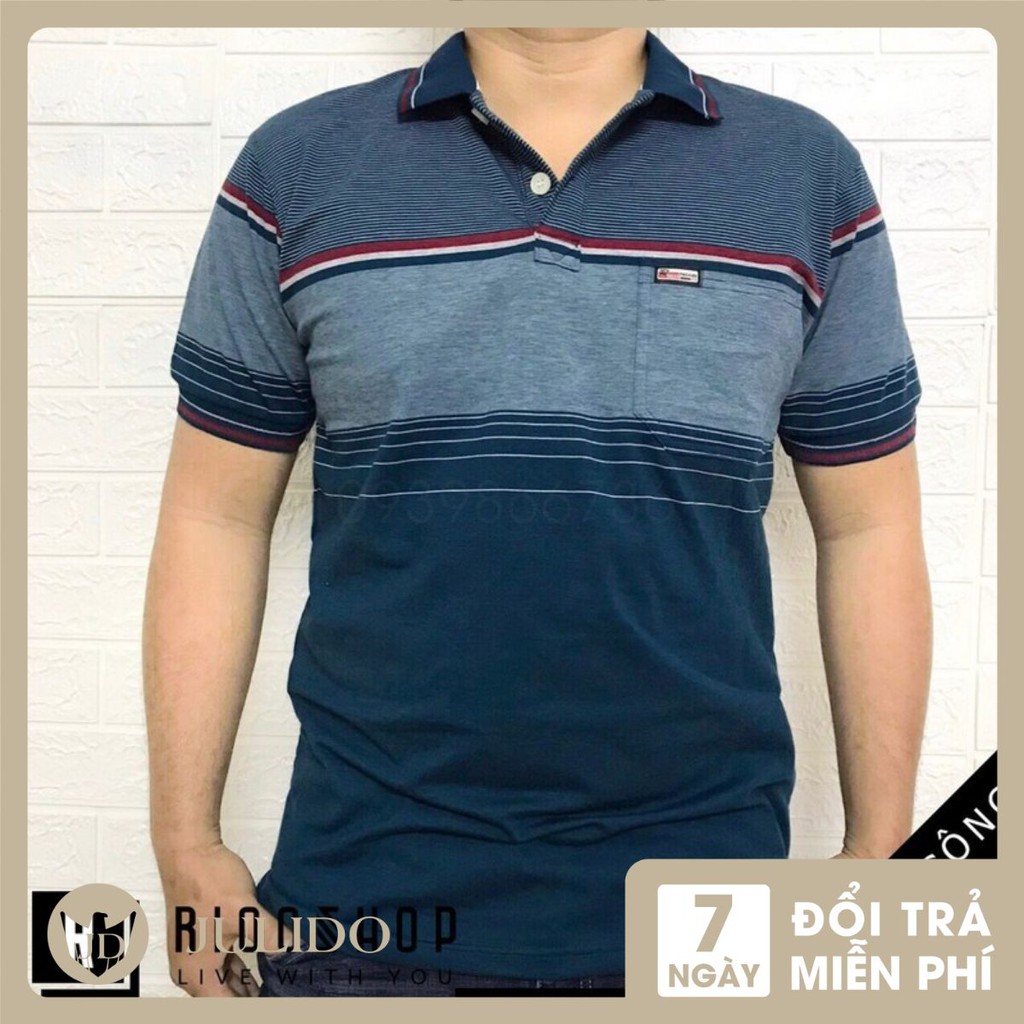 Áo thun Polo nam có túi trung niên cổ bẻ vải cá sấu Cotton xuất xịn, chuẩn đẹp, nhiều màu