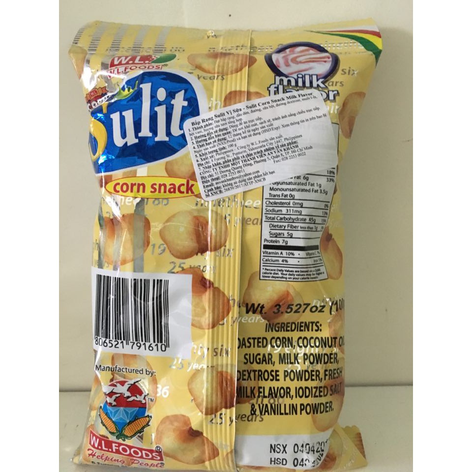 Bắp rang sữa Sulit Philippines - gói 100g