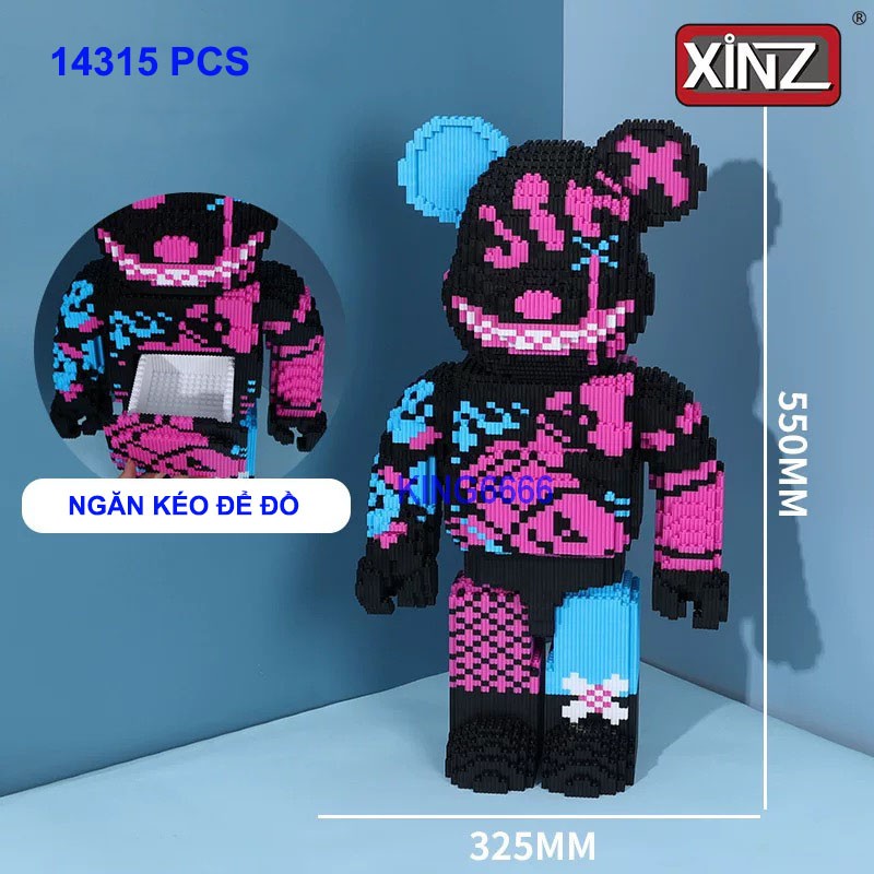 Xếp hình Gấu Bearbrick cỡ lớn 50cm - 55cm Đồ chơi lắp ráp nano 3d  bear bricK mô hình bearbicks