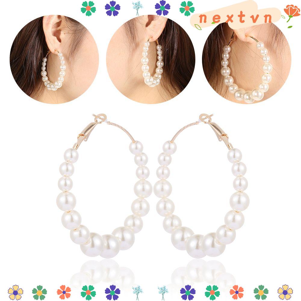 Bông Tai Dạng Vòng Đính Ngọc Trai Giả Sang Trọng